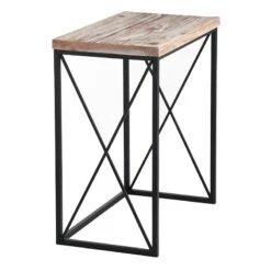 Wood Top With Black Cross Metal Table, Medium -At Home Sales Store wood top with black cross metal table medium 3