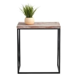 Wood Top With Black Cross Metal Table, Medium -At Home Sales Store wood top with black cross metal table medium 5
